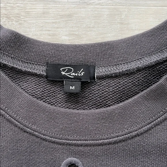 Rails Alice Eyelet Sweatshirt Soft Girl Coquette Cozy Pullover Women M Crew Neck - Picture 8 of 14